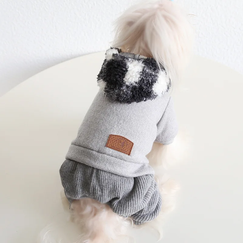 

Одежда для домашних животных с четырьмя ногами на осень и зиму, повседневный комбинезон средней и маленькой собаки, теплый шерстяной комбин...