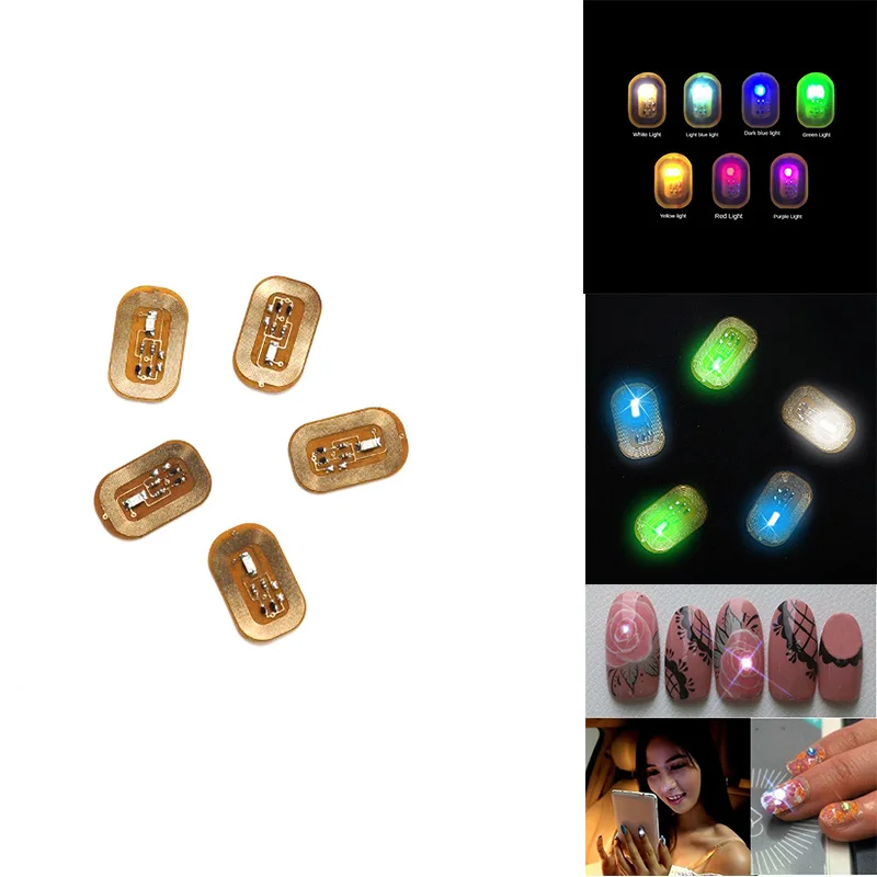 5Pcs NFC Flash Nail Sticker LED Bare Chip Intelligent Luminous Nail Lamp Sticker Enhancement