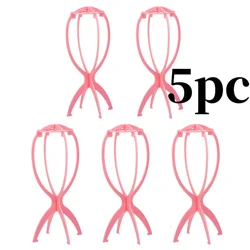 10 - Pack Portable and Durable Wig Stand for Easy Assembly and Display (Pink 5pc)