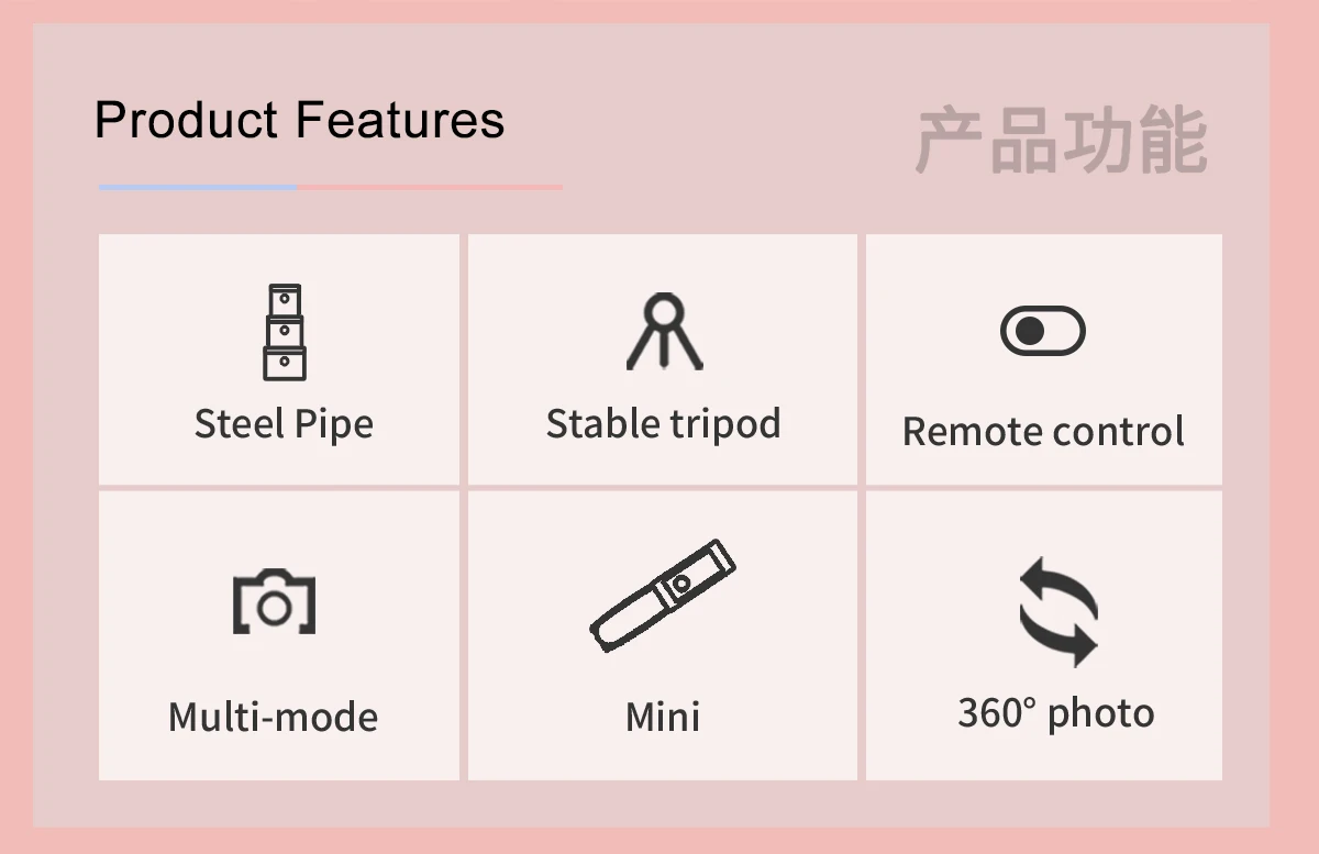 Description Picture 3 of itemPortable Selfie Stick Tripod, Mobile Phone Stand, Wireless Remote Control, Compatible with iPhone and Android