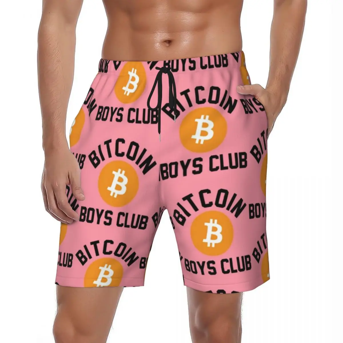 

Мужские летние пляжные шорты, быстросохнущие, с принтом биткоина, для бега, криптовалюты