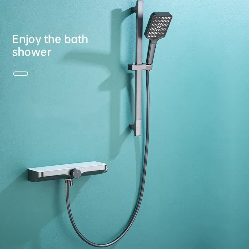 Description Picture 2 of itemShower Faucet Set Bathroom Wall Mounted Gray Solid Brass Big Plate Bathtub=