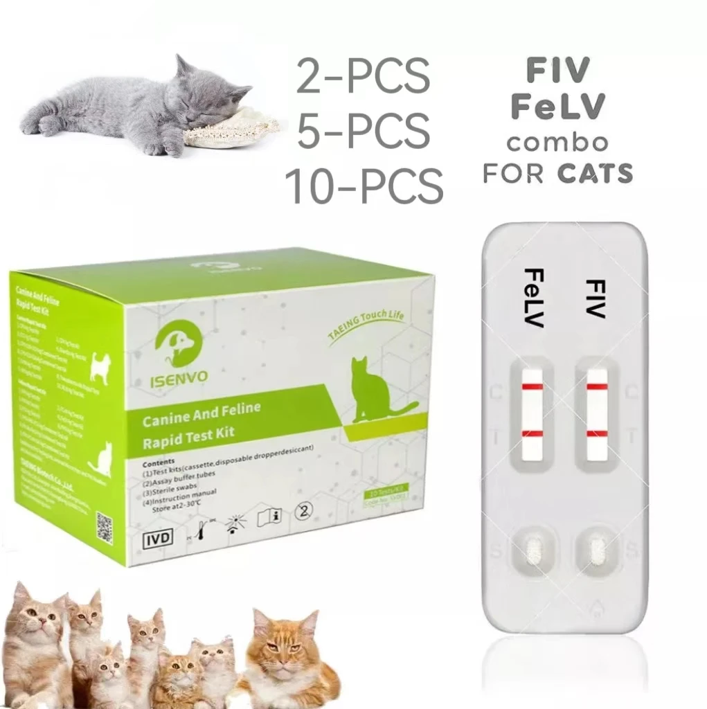 2/5/10 Pcs Feline Immunodeficiency & Leukemia Combo Test Kits (FIV+FeLV) for Cats feline virus test kits