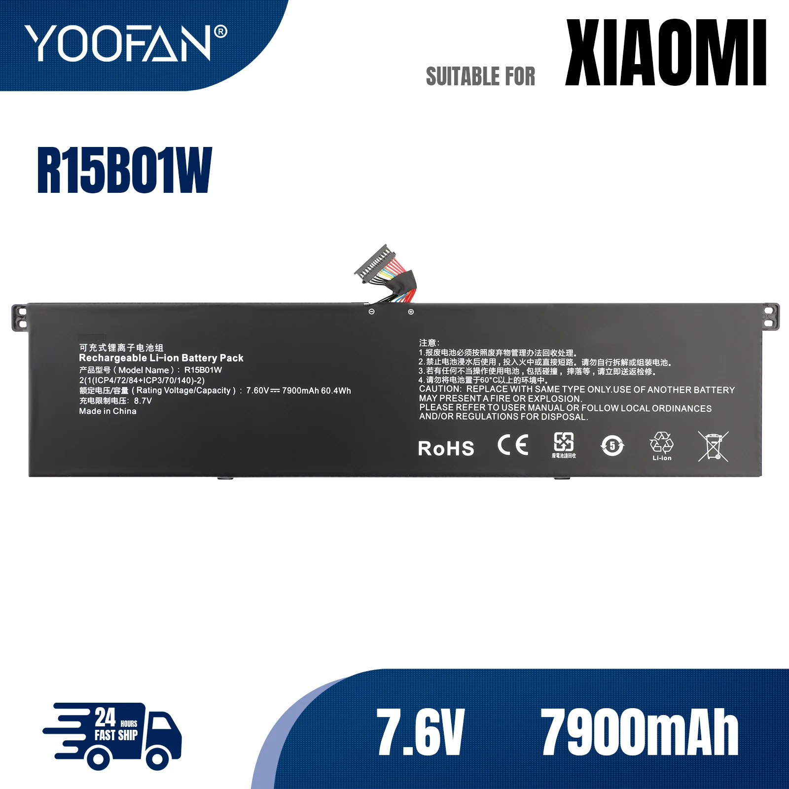 YOOFAN-R15B01W-7-6V-7900mAh-60Wh-Laptop-Battery-For-Xiaomi-Pro-i5-15-6 ...