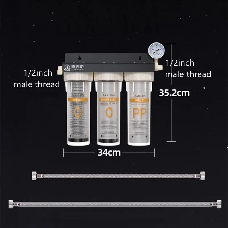 Three Stage Water Purifier Household Prefilter Large Flow Direct Drinking Water Purifier Food Grade ABS 1/2inch Male Thread