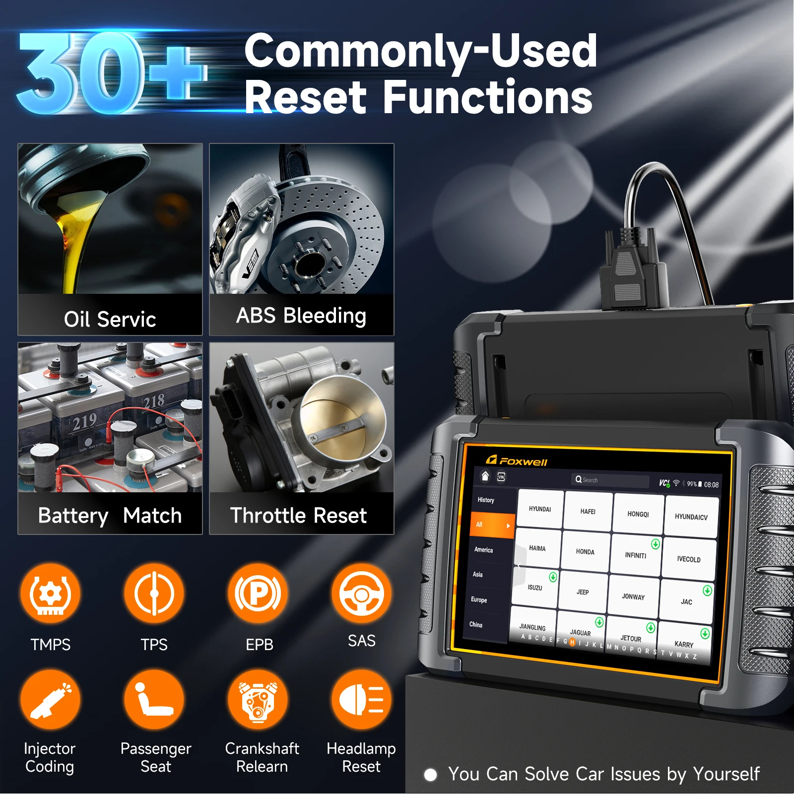 FOXWELL NT809 OBD2 All System Car Diagnostic Tools Bidirectional Control Test Scanner 30+ Services OBD2 Automotive Scanner 5