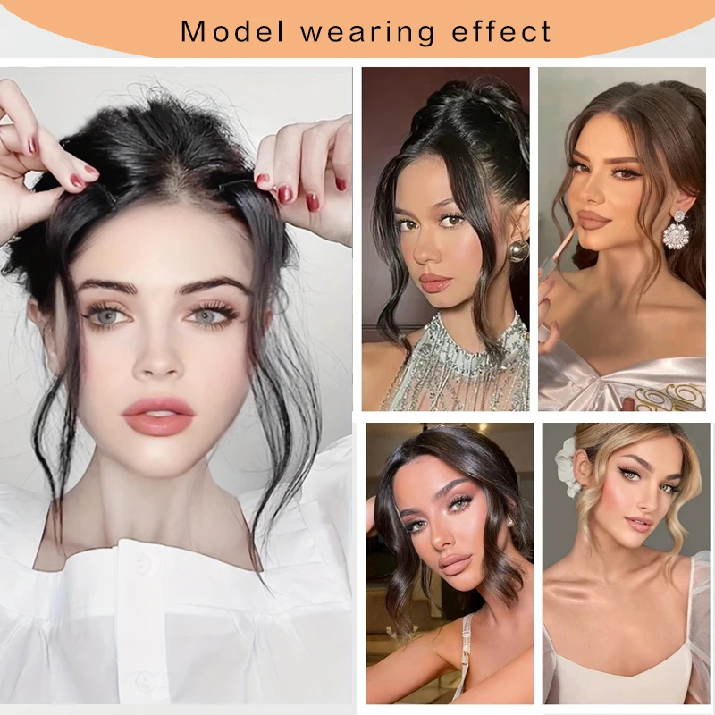 LUPU Side air Bangs 1 Pcs Style Bangs With Long Sideburns Hair Clip Style Fringe Bangs Sideburns Dragon Beard Bangs 14 inches