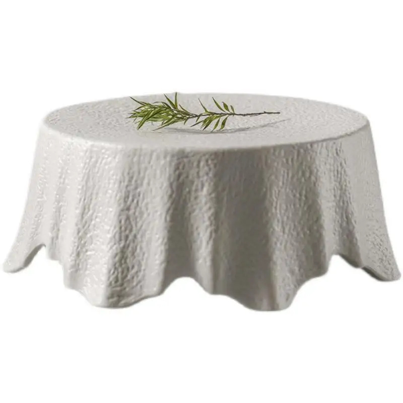 Irregular Tableware Black and White Frosted Ceramic Plate Stone Pattern Dessert Restaurant Display