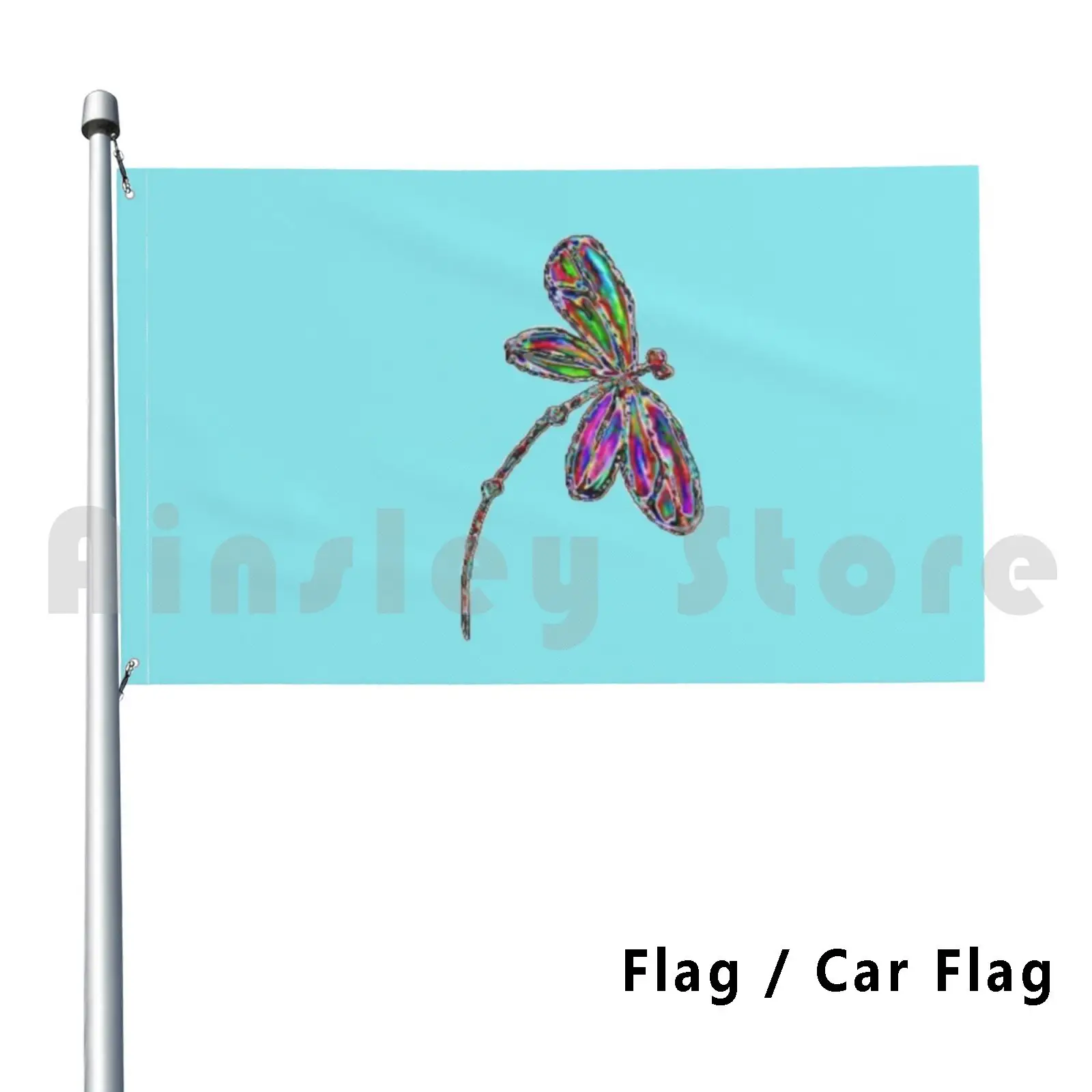 Neon Dragonfly-Turquoise Outdoor Decor Flag Car Flag Dragonfly Dragonflies Flying Flight Flit Dragonfly Flying Hover