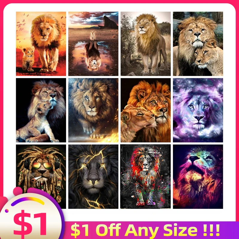EverShine Diamond Painting Lion Cross Stitch Kits Mosaic Rhinestone Pictures Diamond Embroidery Animal Art Home Decor diamond painting,diamond painting accessories,diamond painting accessory box