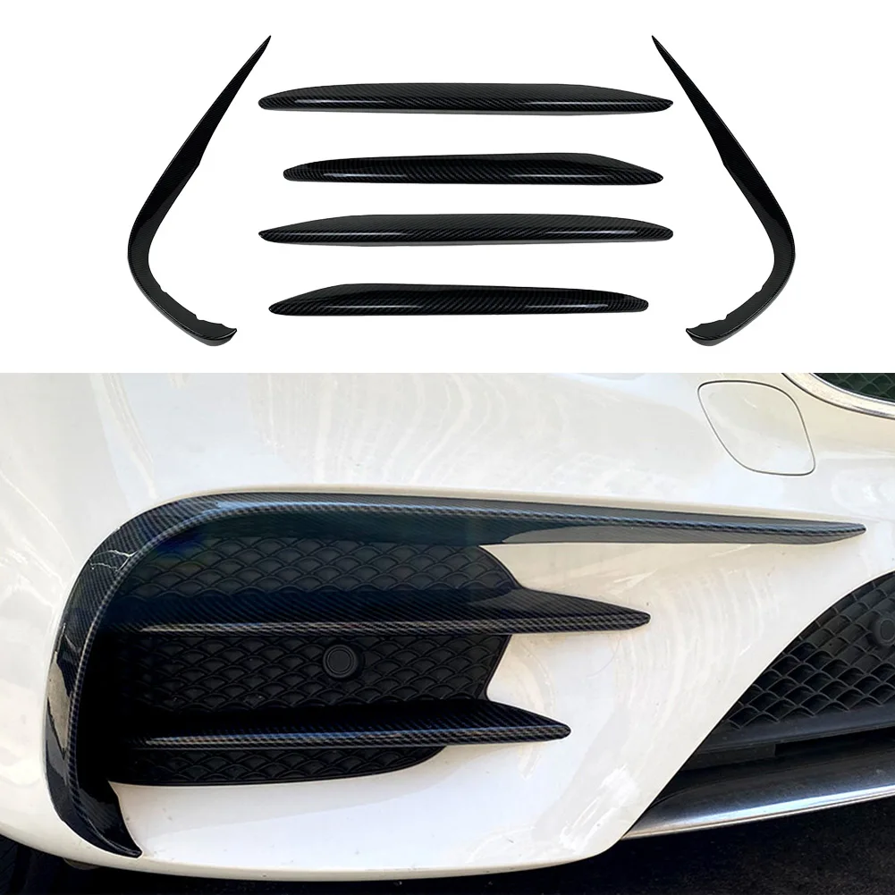

2x Vehicle Front Bumper Lip Splitter Fog Light Trim For Mercedes For Benz E-Class W213 ABS Plastic Glossy Black Exterior Parts