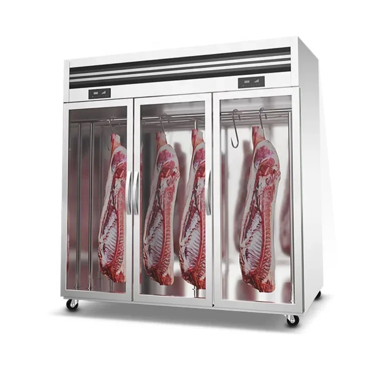 Commercial Vertical Meat Display Cabinet Hanging Design with Refrigeration Equipment Safe Fresh Meat Freezer Souring Display - Image 2