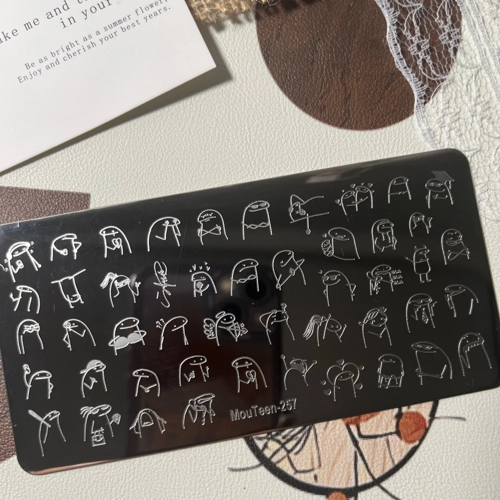 MouTeen-261 할로윈 고딕 네일 스탬핑 플레이트, 거미줄 박쥐 마녀 & 굿걸 몬스터 레터 프린트, 스테인리스 스틸 네일 아트