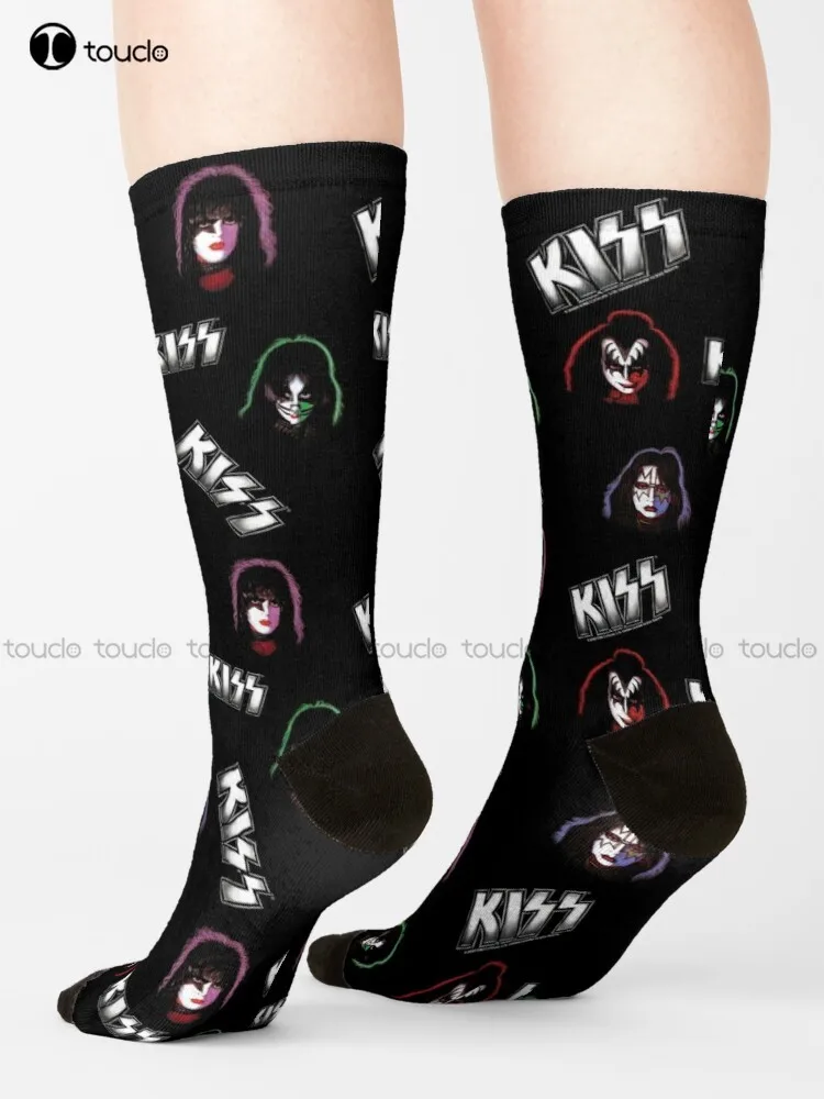 

Kiss Faces & Logo Pattern Kiss Kiss Fan Art Kiss Band Socks Winter Socks For Men Cartoon Comfortable Best Girls Sports Harajuku