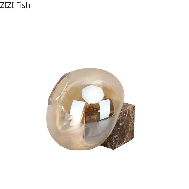 Transparent Brown Glass Vase with Marble Base 6