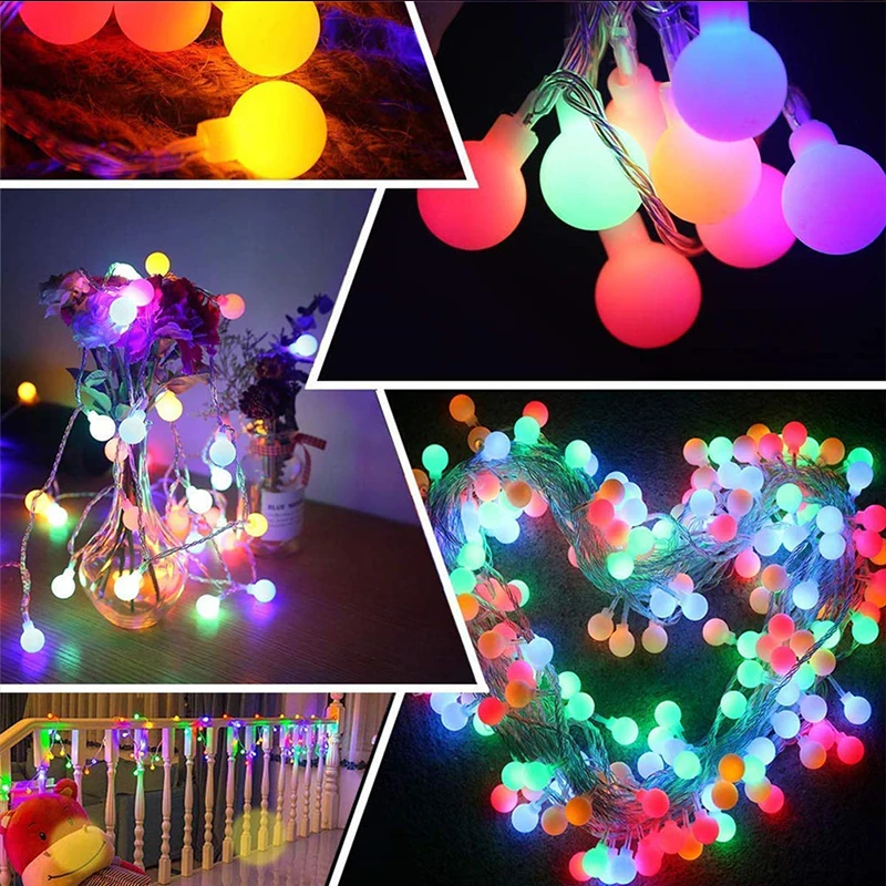 LED Ball String Lights Outdoor Garland Globe Fairy Lights USB 5V Wedding Halloween Garden Christmas Decoration