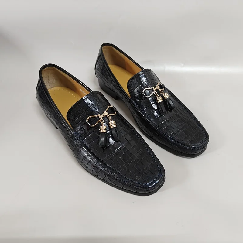 Hand Polished Men Loafers Shoes Classic Crocodile  Printed Genuine Leather Shoes No Slip Luxury Fashion Comfortable MaleFootwear
