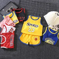 Ensemble de sport pour enfants, pour garçons et filles, maillot de basket-ball pour bébés, débardeur en maille, short, séchage rapide, vêtements de sport d'été 1