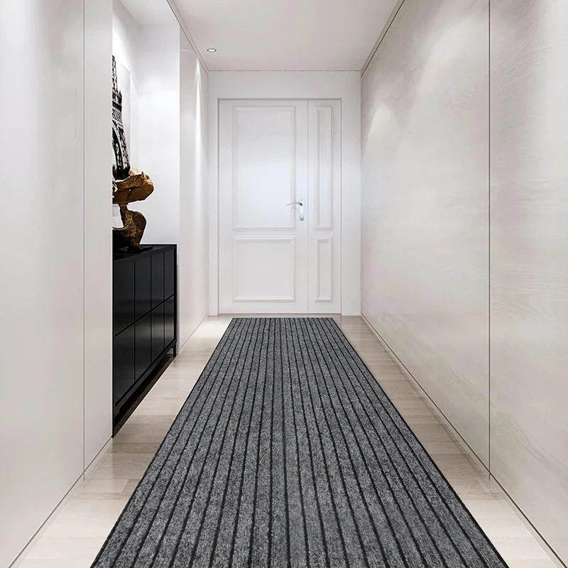 DIY Washable Non-slip Kitchen Mat Doormat Long Corridor Carpet Bathroom Hallway Entrance Solid Color Stripe Kitchen Rug Runners