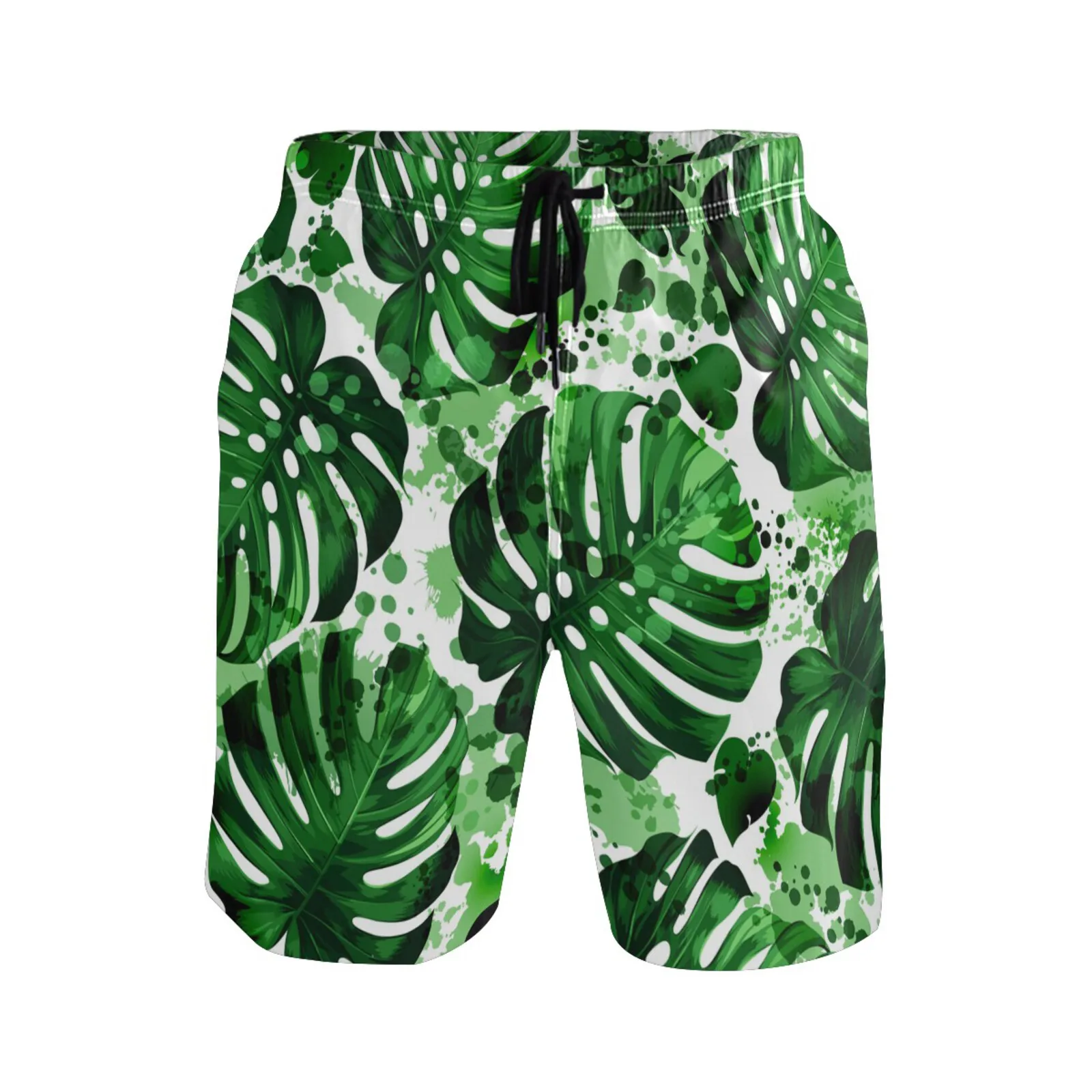 2022 Men's Summer Beach Shorts Tropical Palm Leaves Print With Pockets Casual BoardShorts Vacation Holiday Beachwear Masculina
