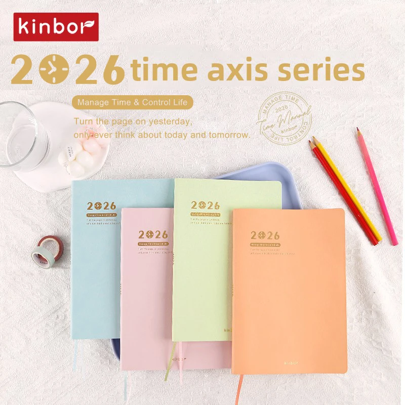 2026 Kinbor A5 Eight Grid Timeline Planner Notepads,52g BaChuan Paper Pure Colors Annual/Monthly/Daily Schedule Plan Book Gifts