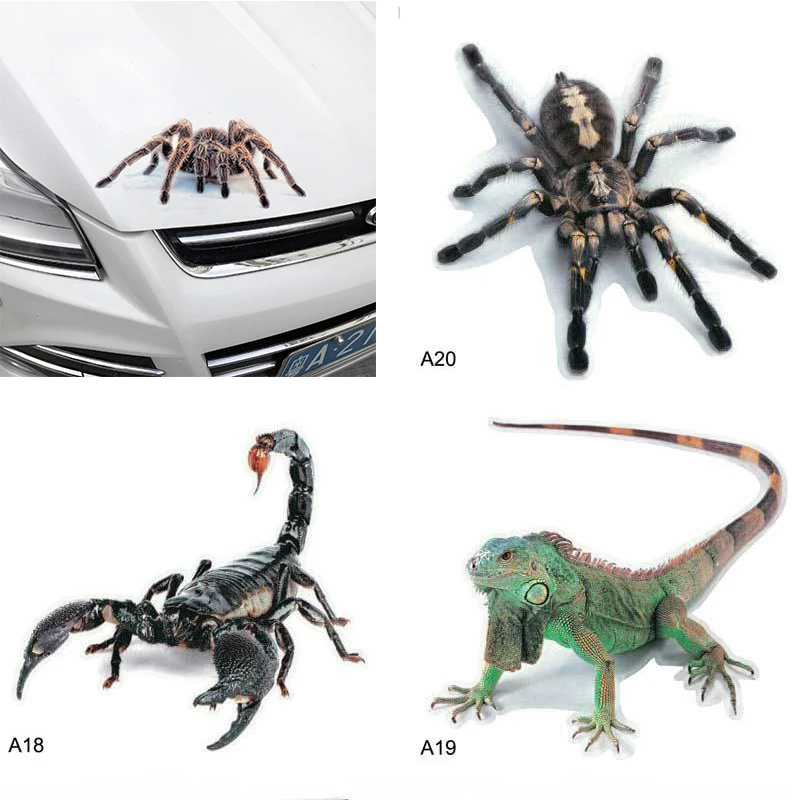 

3D Spider Lizard Scorpion Car Sticker 3D animal pattern Vehicle Window Mirror Bumper Decal Decor Water-resistant car sticker