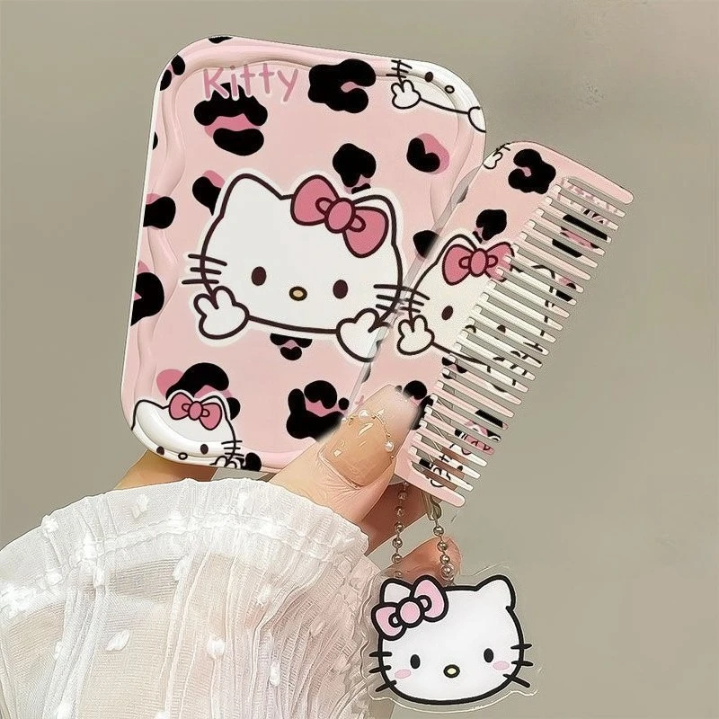 מראה איפור מיני Hello Kitty 2025, נייד ונייד, מתקפל, עם תליונים וקישוטים