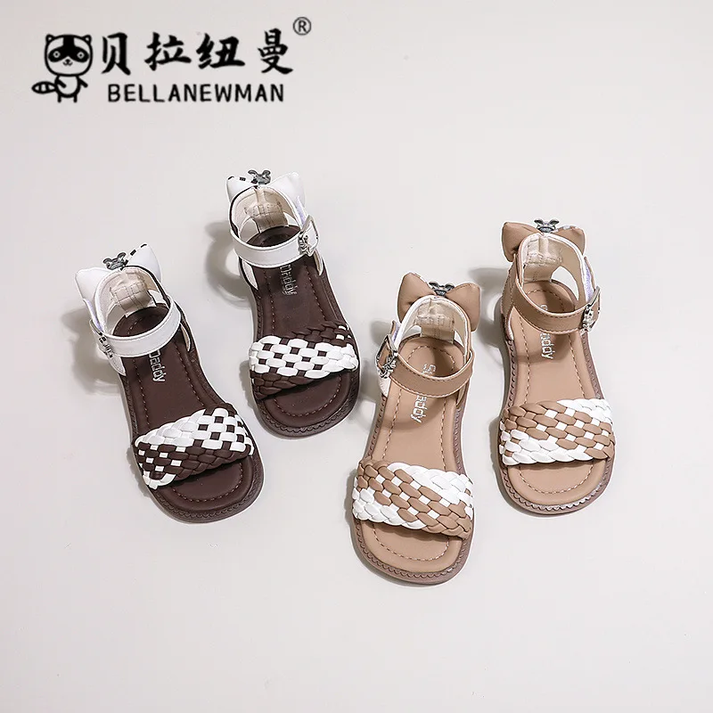 

Children Shoes Girls Sandals 2024 Summer New Fashionable Bow Soft Sole Princess Sweet Casual Simple Toddler Girl Shoes