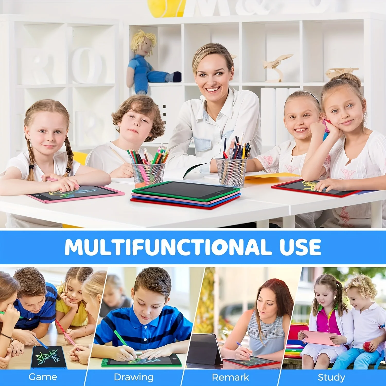 8.5 인치 LCD 그리기 태블릿의 30pcs 마술 칠판 미술 도구 그림 학습 및 교육 장난감 어린이를위한 선물