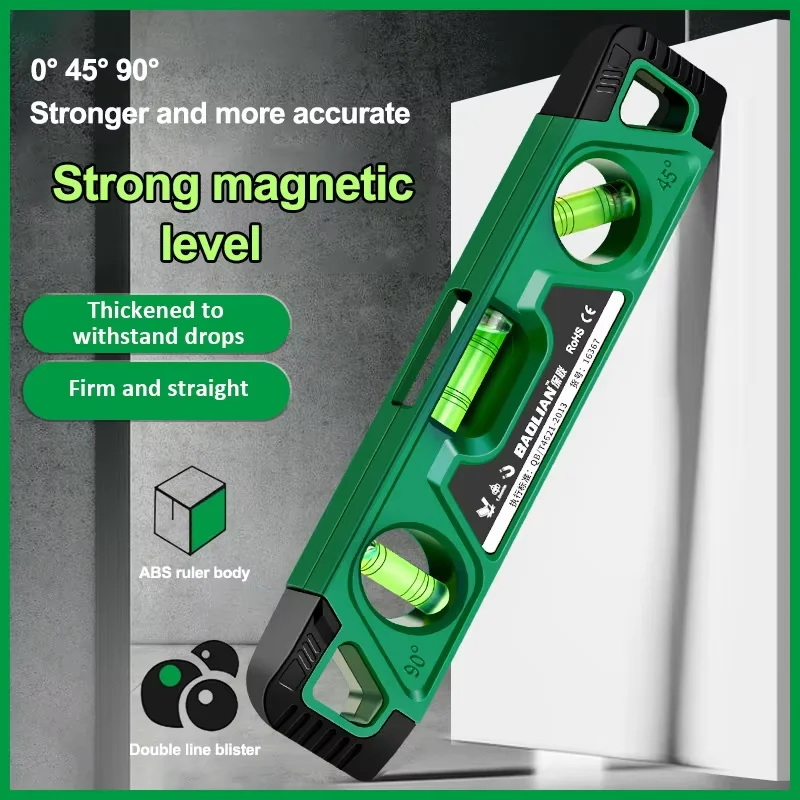 Three Bubble Ruler High Precision Level Magnetic