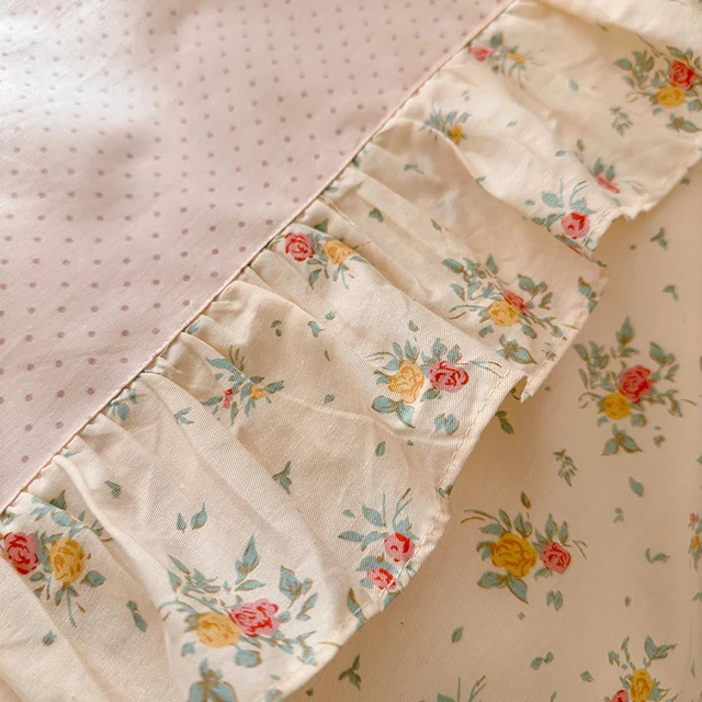 Ensemble de housse de couette 100% coton, 3 pièces (1 * housse de couette + 2 * taie d'oreiller, sans noyau), ensemble de literie en dentelle coréenne, doux et confortable 5