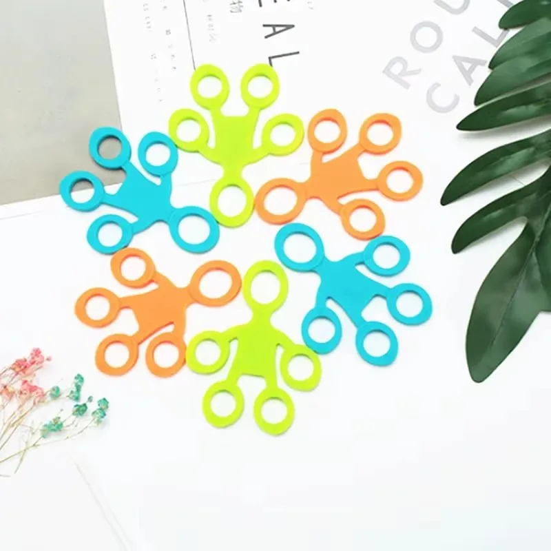 Finger Sensory Fidget Toy Grip Silicone Ring Exerciser Antistress Resistance Band Fitness Stretcher 3 Levels For Autism ADHD