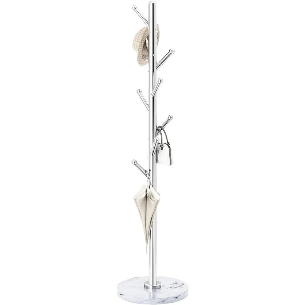 

Standing Coat Rack With Natural Marble Base Solid 201 Stainless Steel Coat Rack Freestanding Hallway (Silver) Freight Free Room