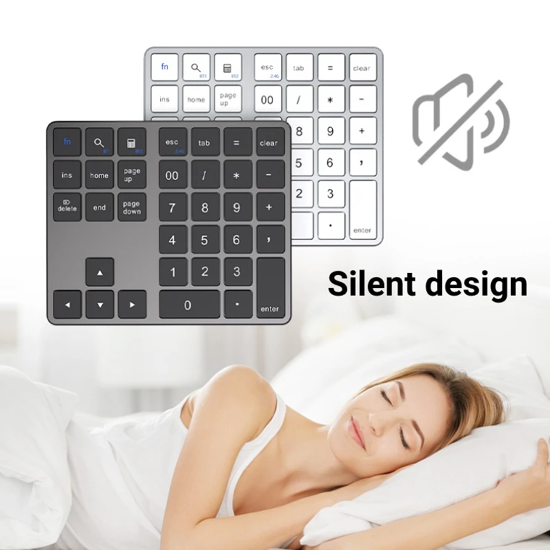 35 Keys Dual Bluetooth Number Keyboard 2.4G Wireless Pad Thin Rechargeable Keypa