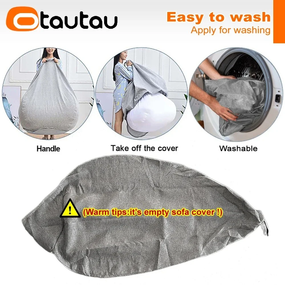 OTAUTAU Cotton Linen Bean Bag Cover DD002【No Filler Inside!You Need To Fill It By Yourself !】