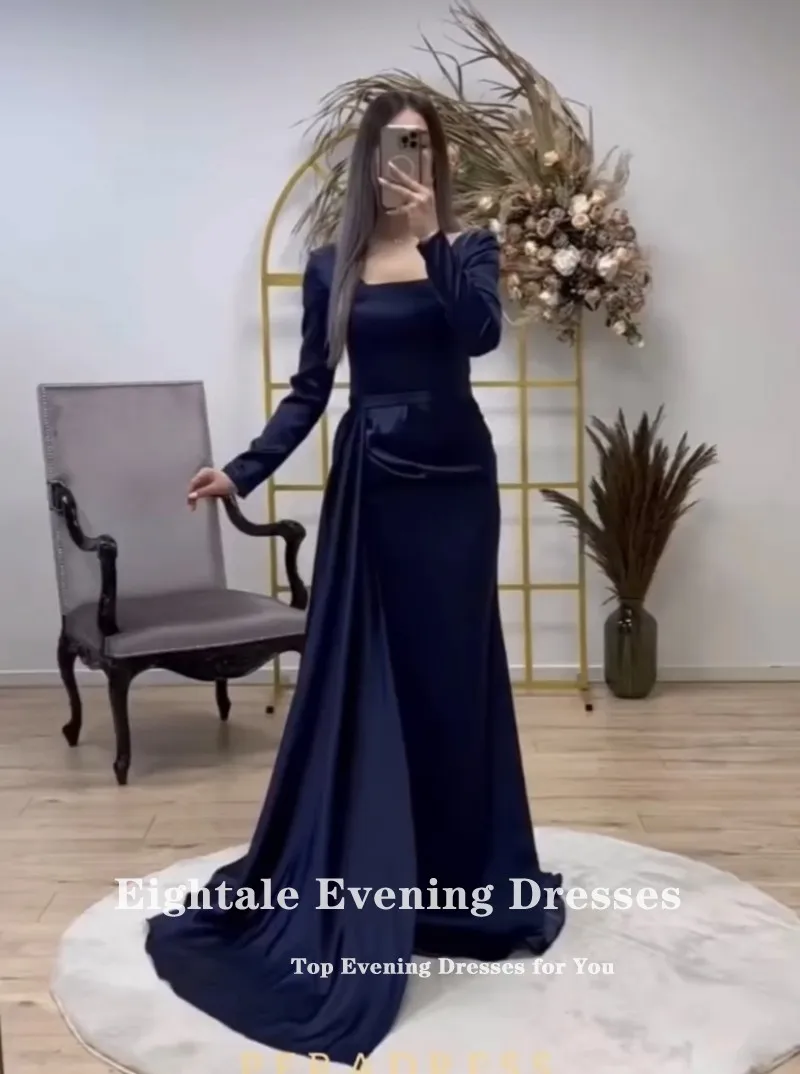 Stylish V Neck Backless Navy Blue Long Prom Dresses with Slit, Backles –  Shiny Party