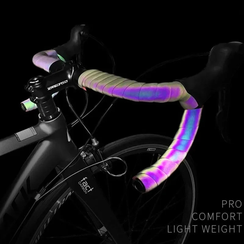 Road Bicycle Handlebar Tape Light Change Reflective Bike Bar Tape Racing Bike Wrap Pu Leather Cycling Handlebar Tapes