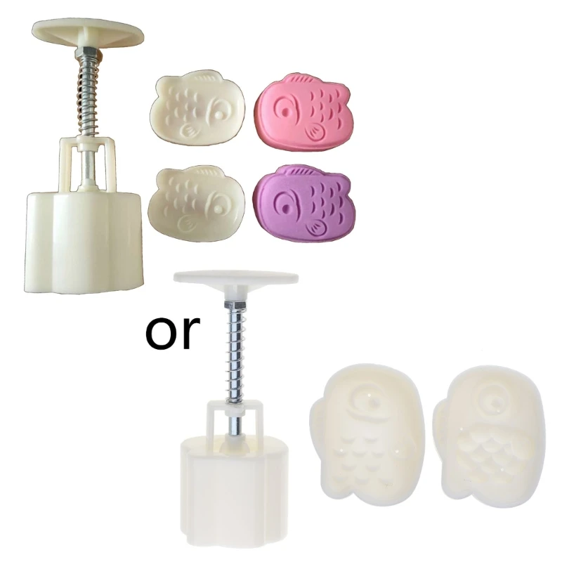 

Mooncake Mold 50g Cookie Cutter with Cartoon Animal Stamps Hand Press Bakeware