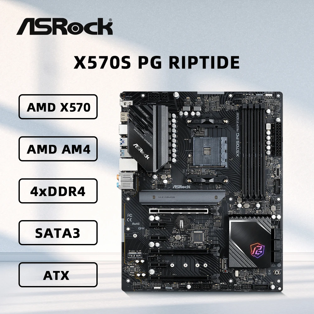 ASRock X570S PG RIPTIDE Motherboard AMD X570 Supports 3600X