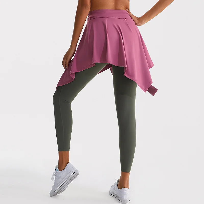 Sports Yoga Short Skirt Zumba Ballet Dance Pilates Hip Cover Clothes Fit Workout Golf Horse Anti-glare Straps Towel Wear Women