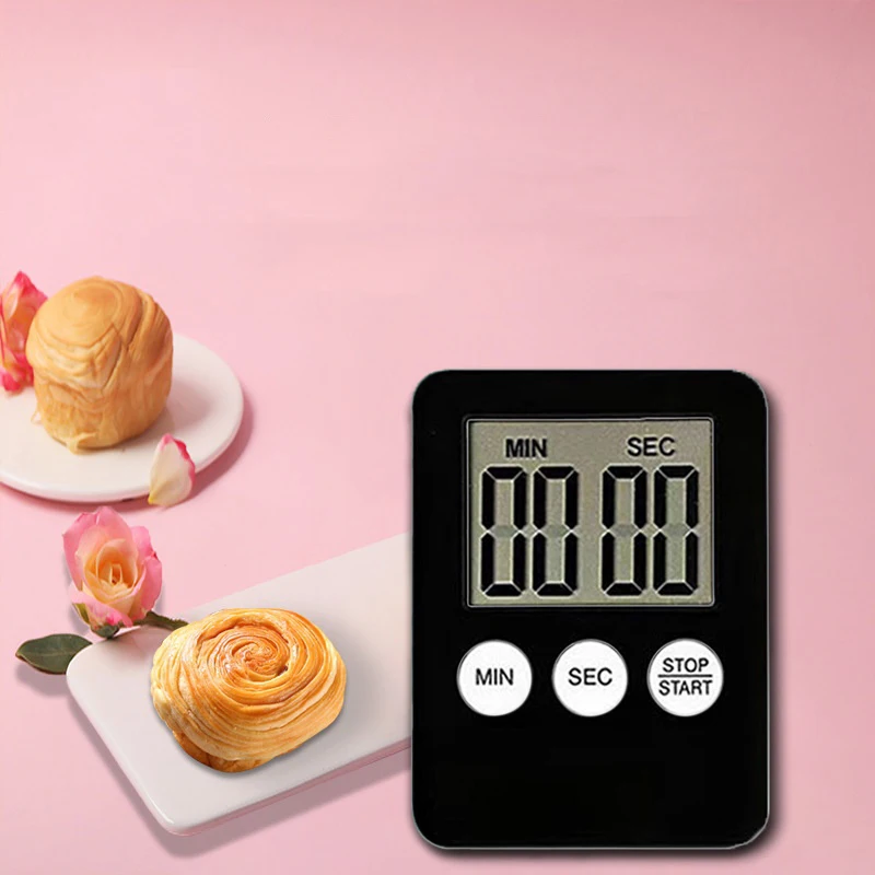 Black Digital Kitchen Timer Multi-Function Stopwatch LCD