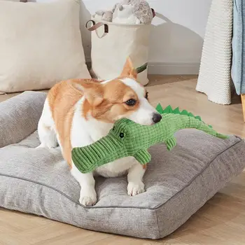 Dog Squeaky Toys Plush Biting Toys For Puppies Wear-Resistant And Bite-Resistant Alligator Toy Relieves Teething Discomfort 4