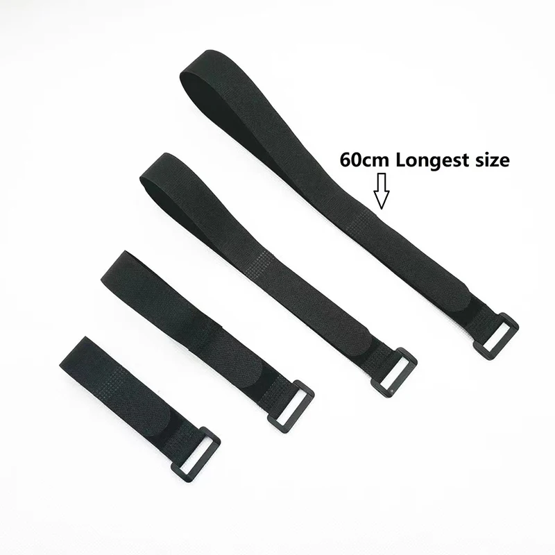 10PCS 15-60cm Nylon Reverse Buckle Hook Loop Fastener Tape  Multipurpose Quality Cable Ties Strap 2/2.5cm Wide Black