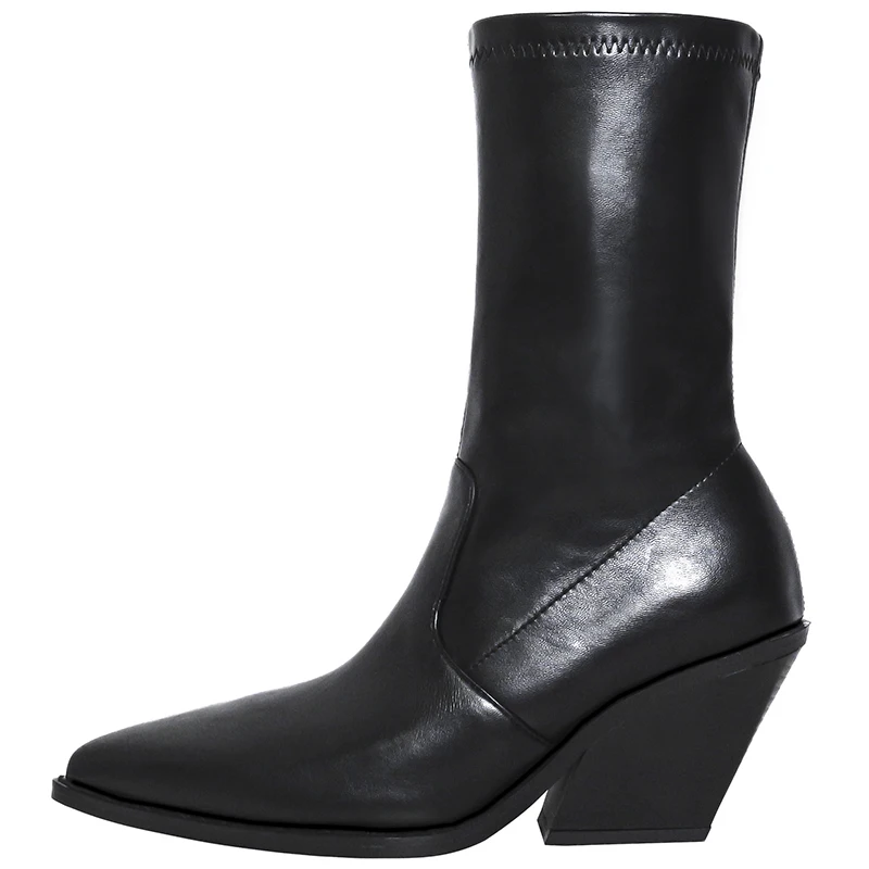 

Новые ботильоны с боковой молнией, женские ботинки-носки на высоком каблуке с острым носком, сексуальные эластичные рыцарские ботинки, женская обувь, женские ботинки