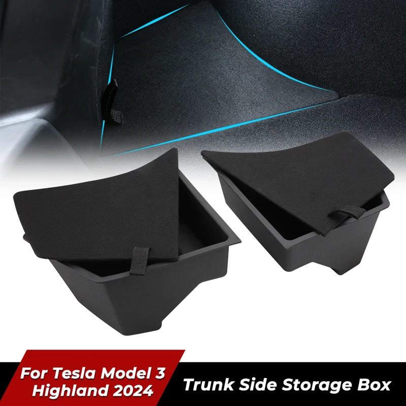 

For 2024 Tesla Model 3 Highland Rear Trunk Left Side Storage Box with Cover Tail Boot Organizer Partition Decoration Accessories