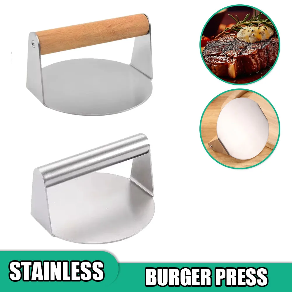 Stainless Steel Burger Press Kitchen Tool Meat Press 430 Non-Stick Round Square