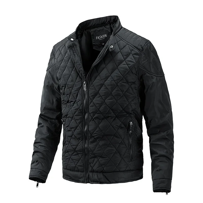 

2023 Autumn and Winter Men's Lightweight Cotton Clothes Casual Diamond Standing Neck Fashion Coat Jacket