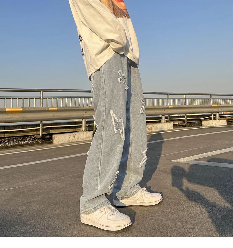 Men's jeans Neutral Wide Leg Denim Trousers Loose Straight Men Jeans asthetic Man Jeans Pants for boy Casual Baggy hip hop 2022 slim fit jeans