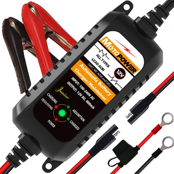 MOTOPOWER 12V 800mA Automatic Smart Car Motorcycle Battery Charger Maintainer 1
