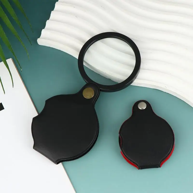Convenient Folding 8X Mini Magnifier, Packed in Leather Case, Suitable for Jewelry Loupe, Offered in 50/60/70MM Varieties
